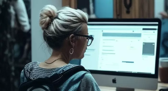Blogueuse face à son ordinateur
